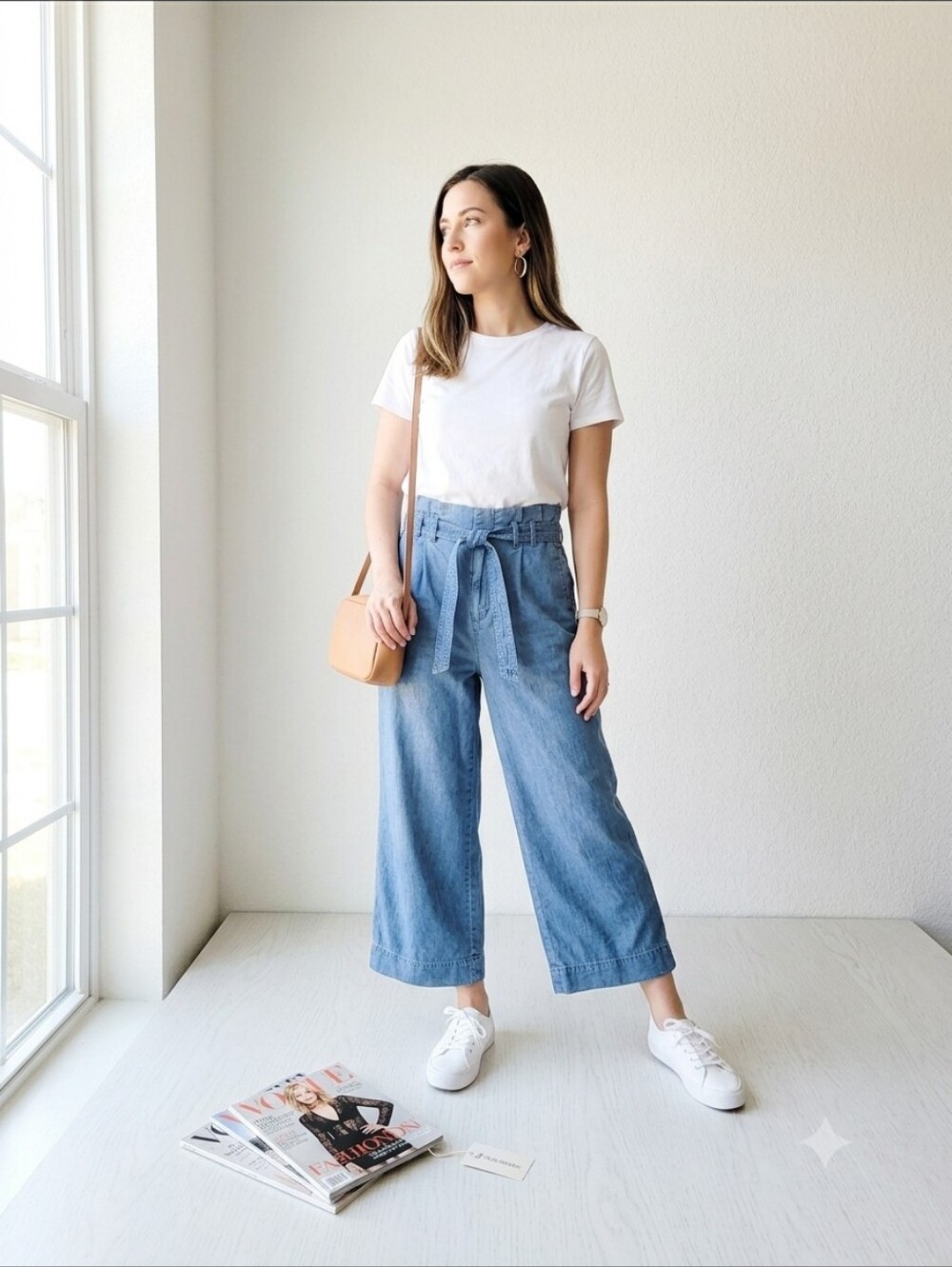 Velvet Heart Denim Blue Paperbag Waist Pants